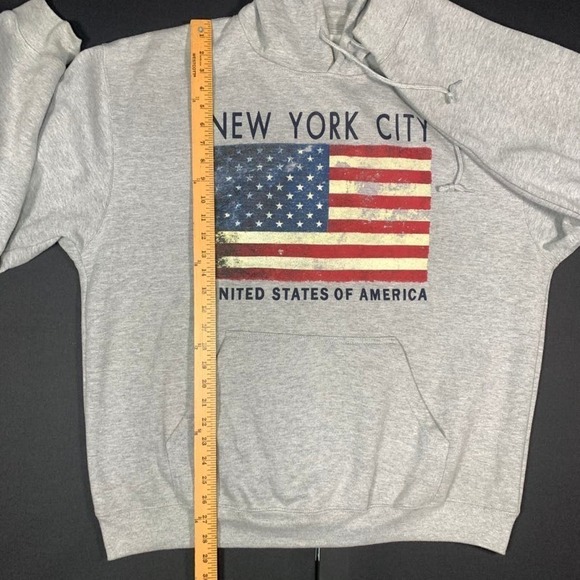 TORKIA APPAREL NEW YORK CITY Men`s Size 2XL Grey USA Flag Hoodie - Picture 5 of 7
